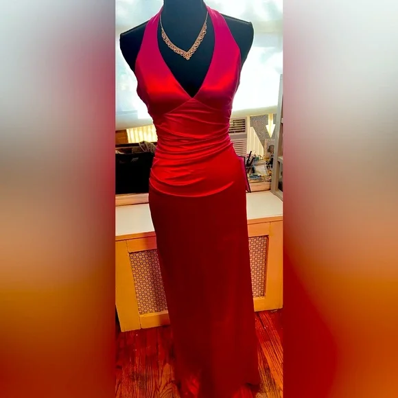 strapless open back dress Shiny Sequins V Neck Mermaid Hot Pink/Orange/Yellow Long Prom Dresses, –  Eip Collection main image 1